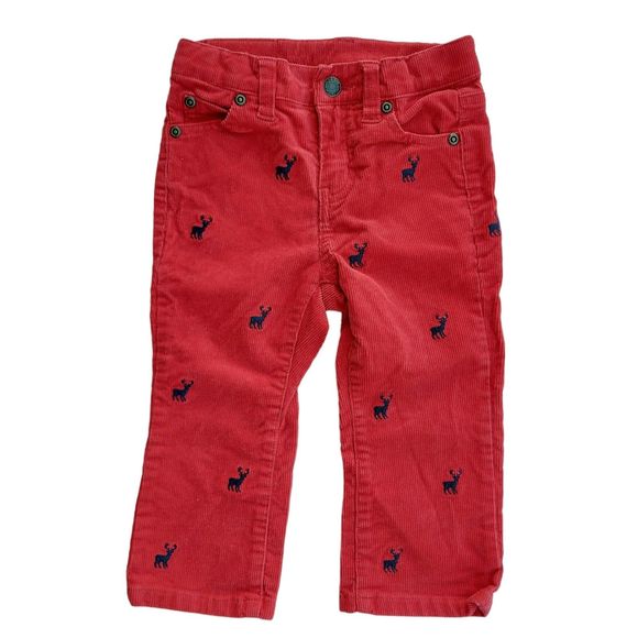 Janie and Jack Other - Janie And Jack Corduroy Red Pants Baby 18-24 Months Embroidered Deer Logo